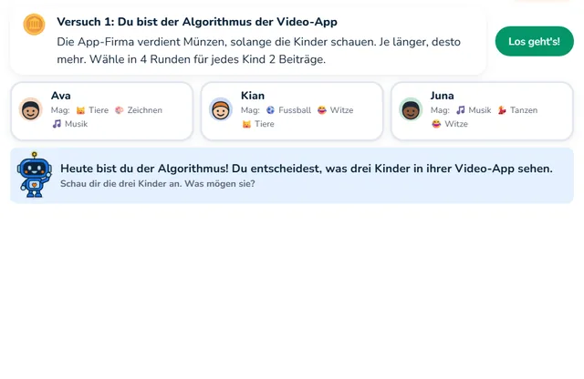 So sieht die Werkstatt «Du bist der Algorithmus» aus