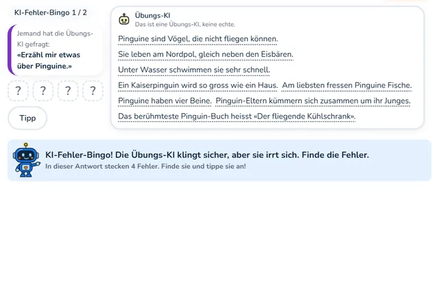 So sieht die Werkstatt «KI-Fehler-Bingo» aus