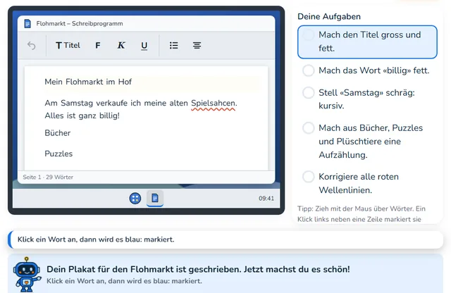 So sieht die Werkstatt «Schreibprogramm» aus
