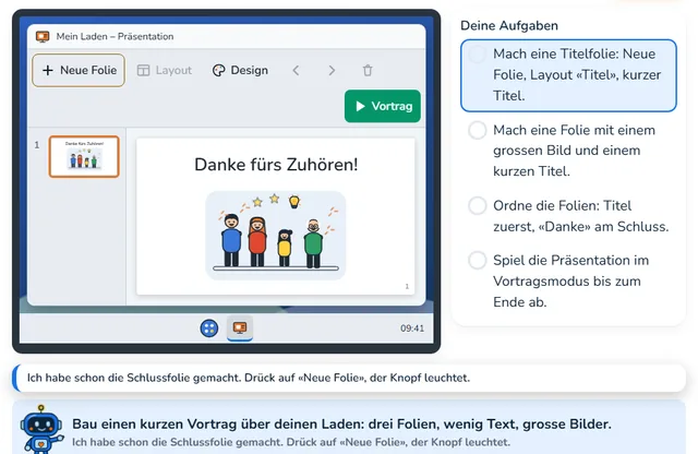 So sieht die Werkstatt «Präsentation bauen» aus