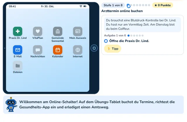 So sieht die Werkstatt «Online-Schalter» aus