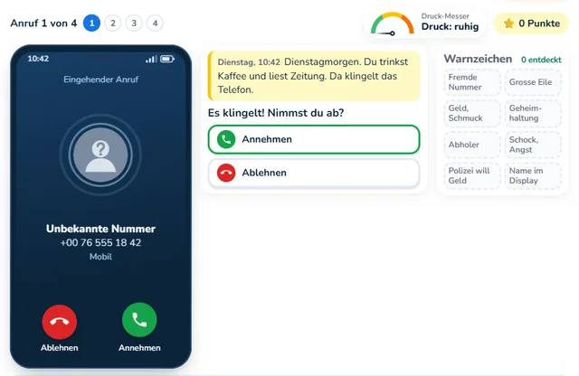 So sieht die Werkstatt «Telefon-Falle: Schockanruf» aus
