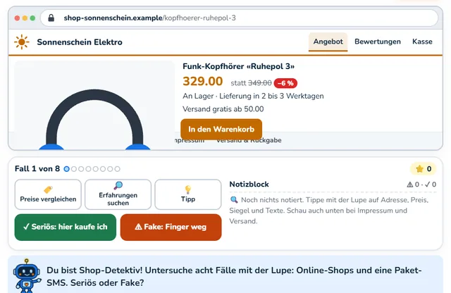 So sieht die Werkstatt «Shop-Detektiv» aus