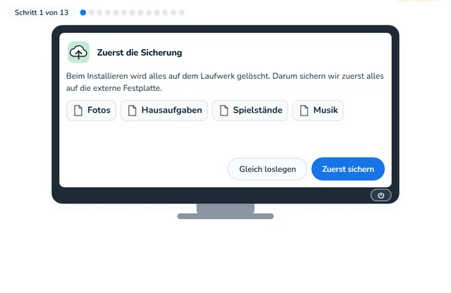 So sieht die Werkstatt «Computer einrichten» aus