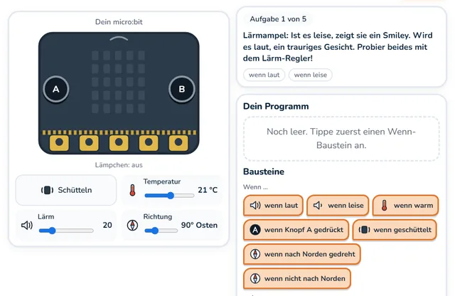 So sieht die Werkstatt «micro:bit-Labor» aus