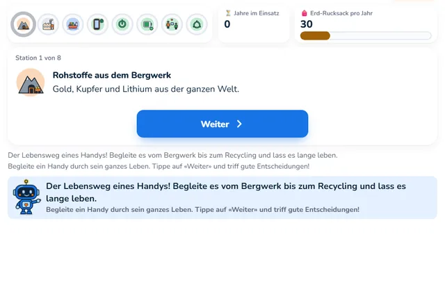 So sieht die Werkstatt «Lebensweg eines Handys» aus